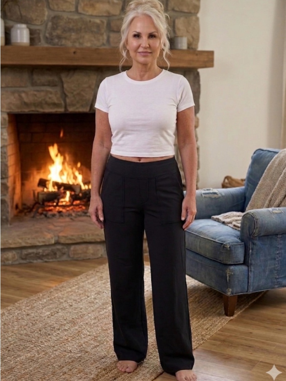 🖤🤍NWOT Black Tall 33” Long Inseam Wide Leg Yoga Style Slacks Business or Casual